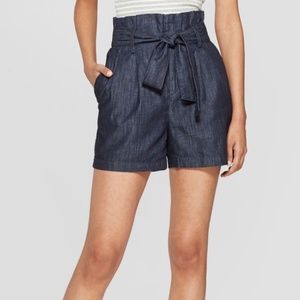 NWT - Chambray Paperbag Waist Shorts- Indigo Color